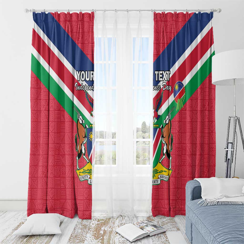 Personalised Namibia Independence Day Window Curtain Coat Of Arms With Flag Map - Wonder Print Shop