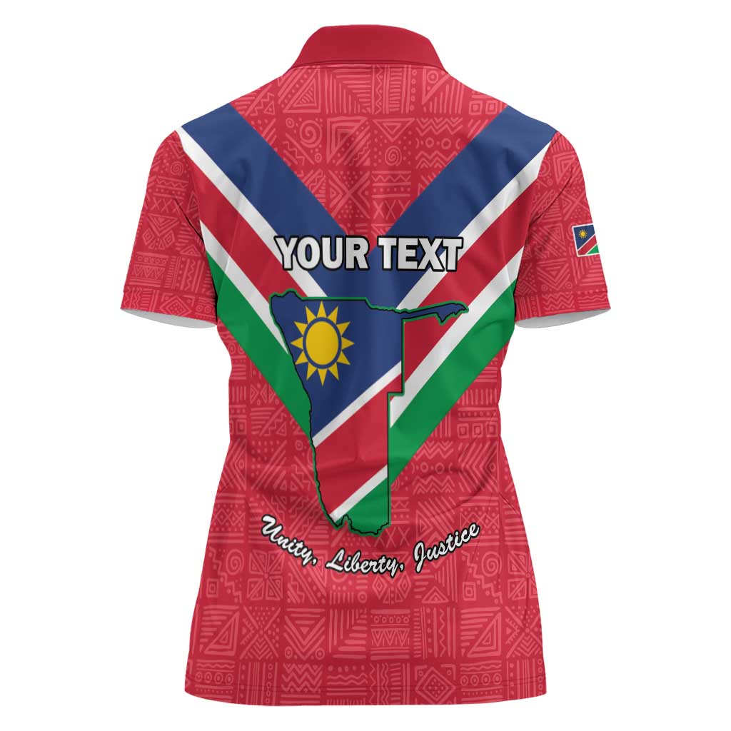 Personalised Namibia Independence Day Women Polo Shirt Coat Of Arms With Flag Map - Wonder Print Shop