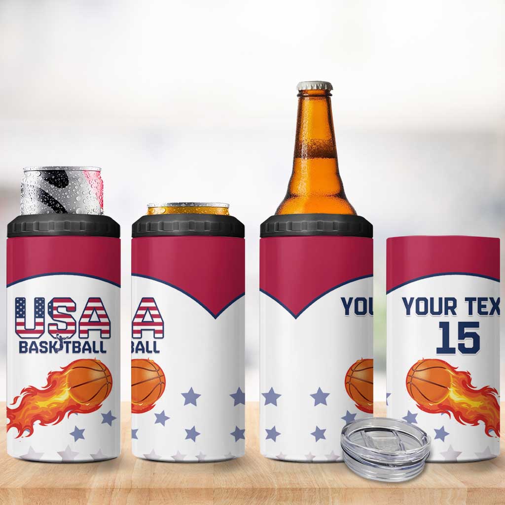 Custom United States Basketball 4 in 1 Can Cooler Tumbler Go Champions