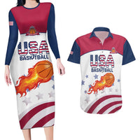 Custom United States Basketball Couples Matching Long Sleeve Bodycon Dress and Hawaiian Shirt Go Champions
