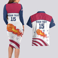 Custom United States Basketball Couples Matching Long Sleeve Bodycon Dress and Hawaiian Shirt Go Champions
