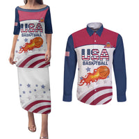 Custom United States Basketball Couples Matching Puletasi and Long Sleeve Button Shirt Go Champions