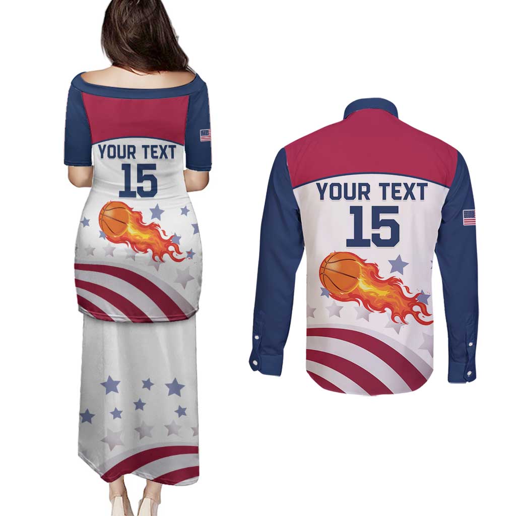 Custom United States Basketball Couples Matching Puletasi and Long Sleeve Button Shirt Go Champions