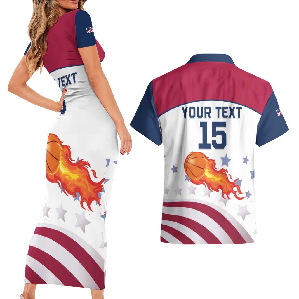 Custom United States Basketball Couples Matching Short Sleeve Bodycon Dress and Hawaiian Shirt Go Champions