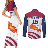 Custom United States Basketball Couples Matching Short Sleeve Bodycon Dress and Long Sleeve Button Shirt Go Champions