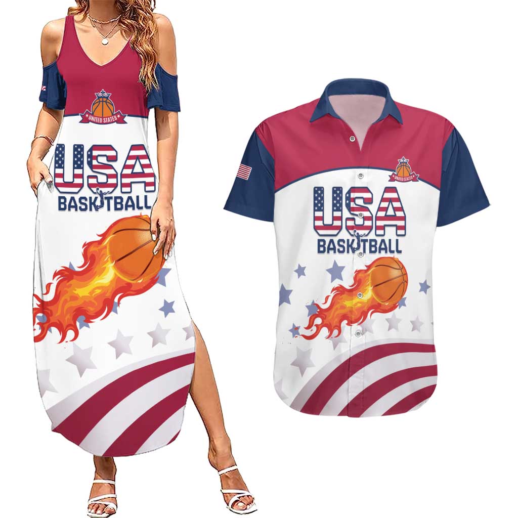 Custom United States Basketball Couples Matching Summer Maxi Dress and Hawaiian Shirt Go Champions