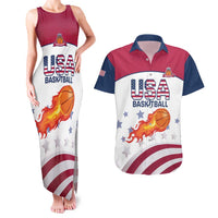 Custom United States Basketball Couples Matching Tank Maxi Dress and Hawaiian Shirt Go Champions