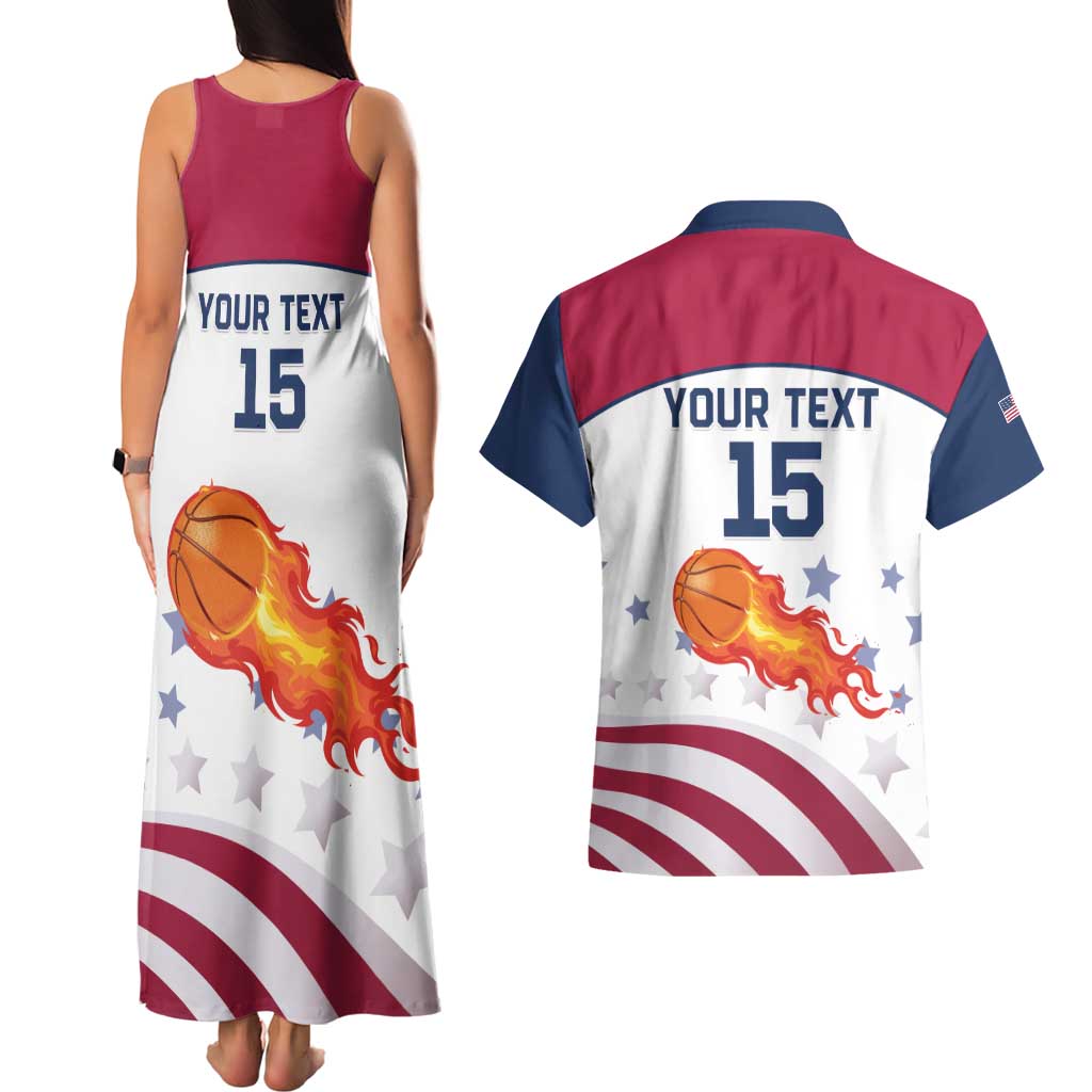 Custom United States Basketball Couples Matching Tank Maxi Dress and Hawaiian Shirt Go Champions