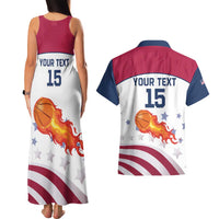 Custom United States Basketball Couples Matching Tank Maxi Dress and Hawaiian Shirt Go Champions
