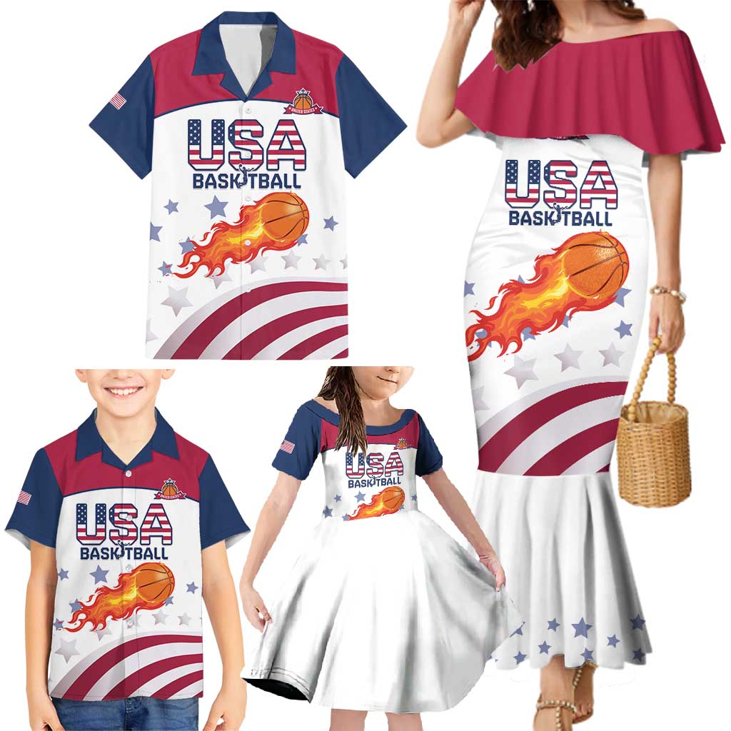 Custom United States Basketball Family Matching Mermaid Dress and Hawaiian Shirt Go Champions