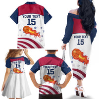 Custom United States Basketball Family Matching Off The Shoulder Long Sleeve Dress and Hawaiian Shirt Go Champions