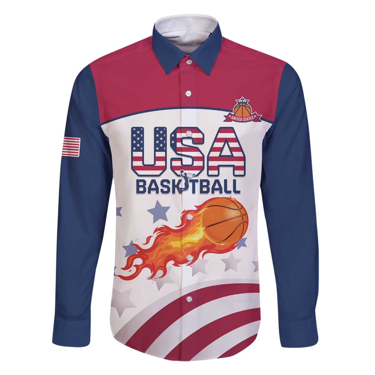 Custom United States Basketball Family Matching Off The Shoulder Long Sleeve Dress and Hawaiian Shirt Go Champions