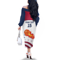 Custom United States Basketball Family Matching Off The Shoulder Long Sleeve Dress and Hawaiian Shirt Go Champions