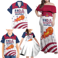 Custom United States Basketball Family Matching Off Shoulder Maxi Dress and Hawaiian Shirt Go Champions