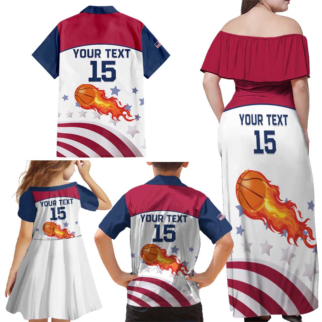 Custom United States Basketball Family Matching Off Shoulder Maxi Dress and Hawaiian Shirt Go Champions