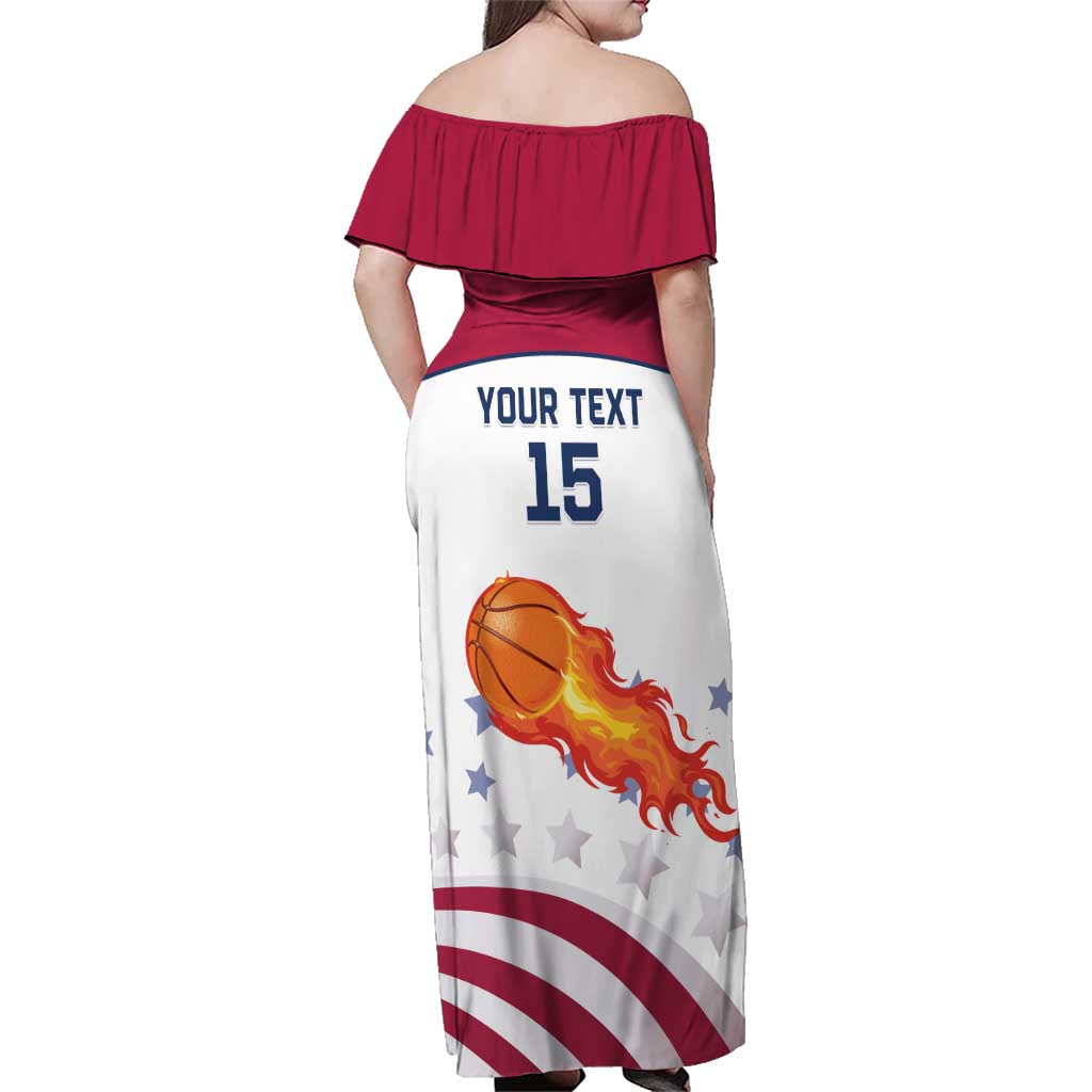 Custom United States Basketball Family Matching Off Shoulder Maxi Dress and Hawaiian Shirt Go Champions