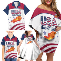 Custom United States Basketball Family Matching Off Shoulder Short Dress and Hawaiian Shirt Go Champions