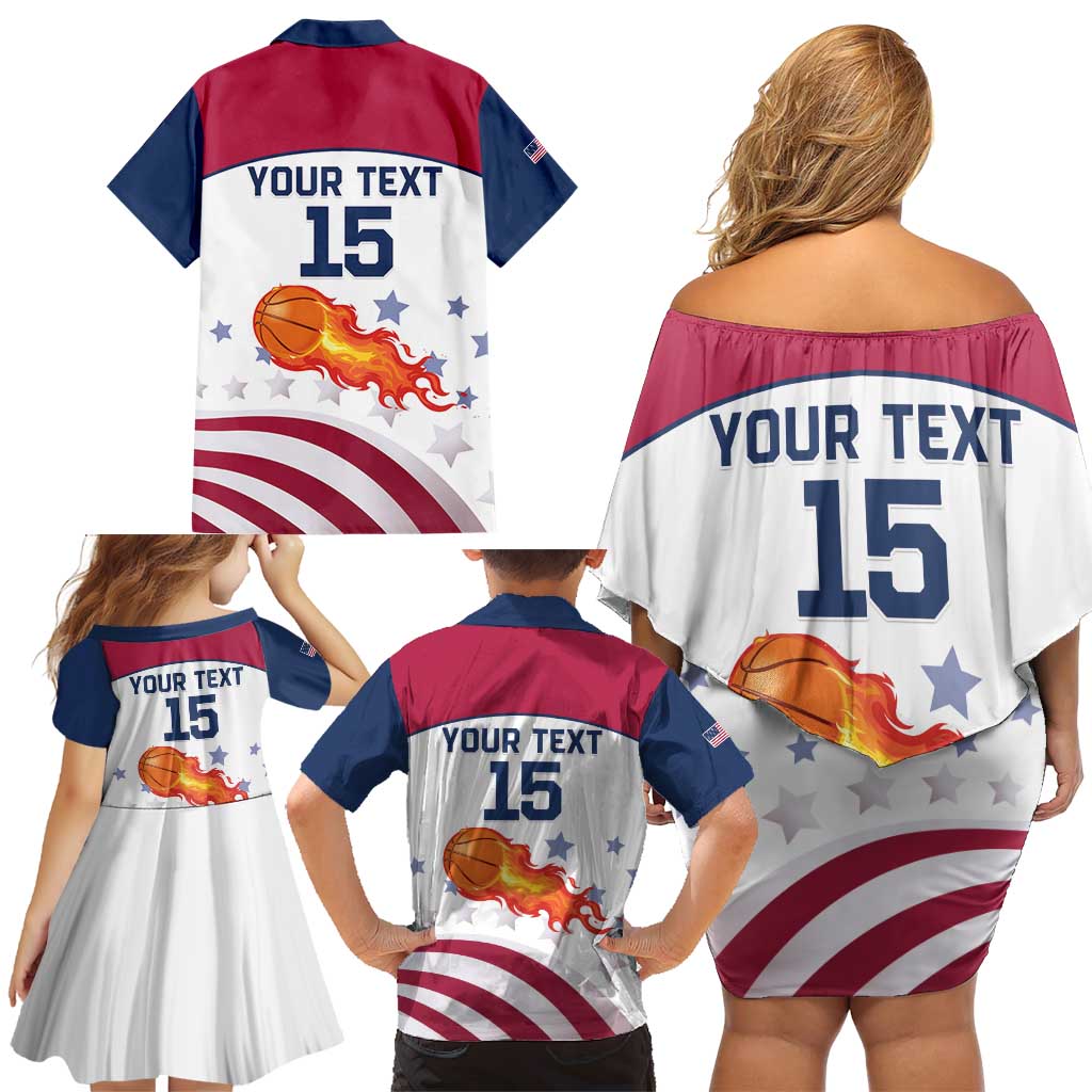 Custom United States Basketball Family Matching Off Shoulder Short Dress and Hawaiian Shirt Go Champions