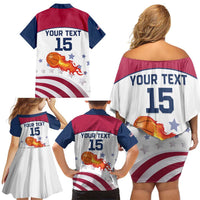 Custom United States Basketball Family Matching Off Shoulder Short Dress and Hawaiian Shirt Go Champions