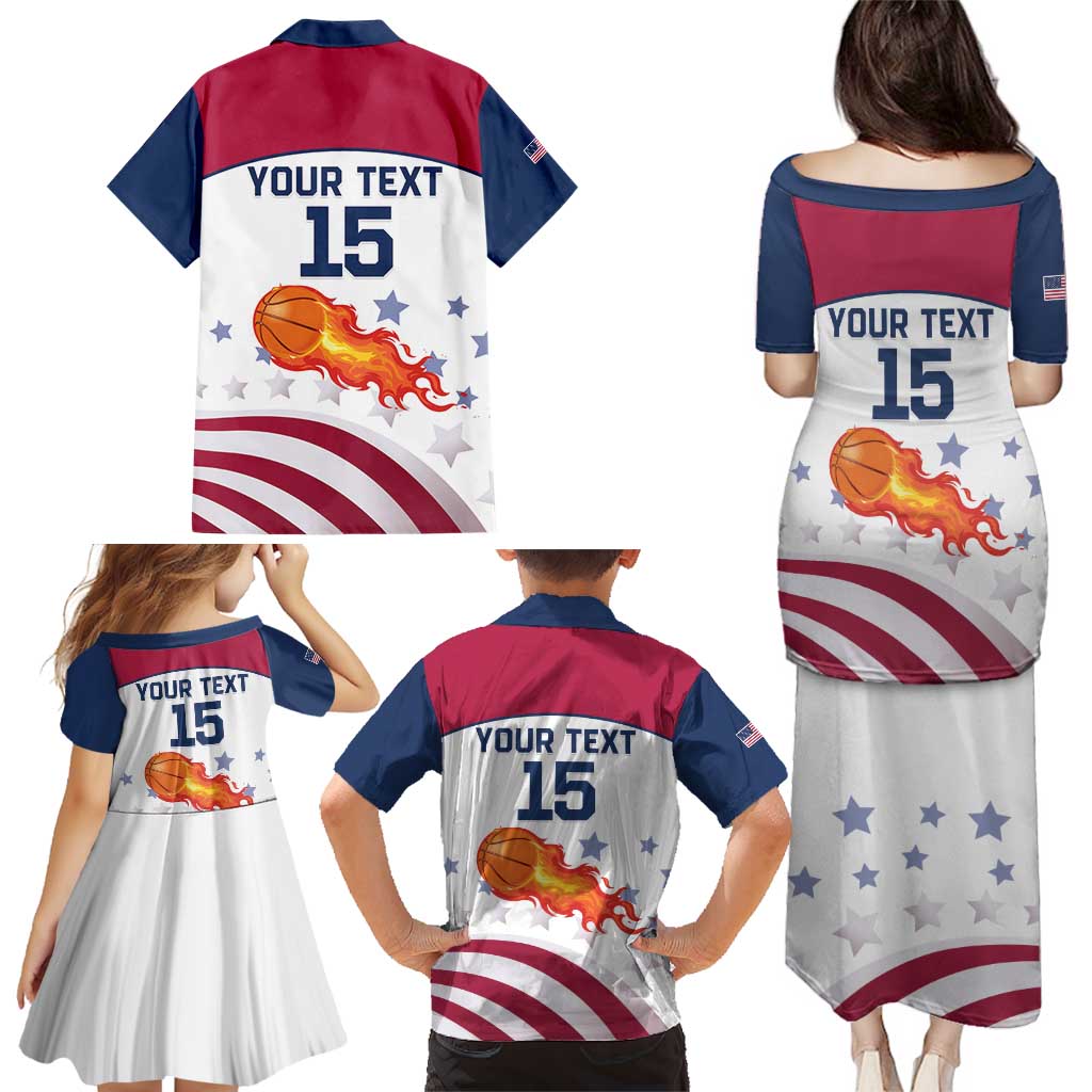 Custom United States Basketball Family Matching Puletasi and Hawaiian Shirt Go Champions