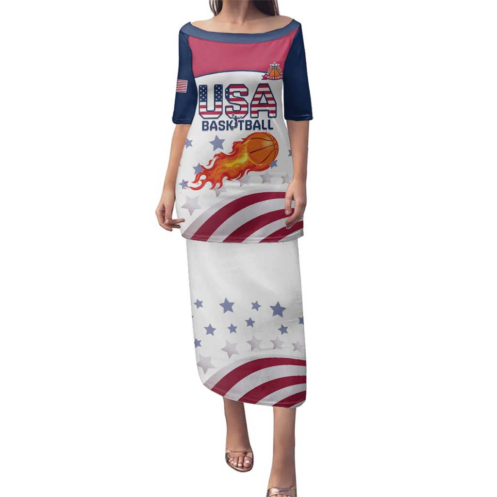 Custom United States Basketball Family Matching Puletasi and Hawaiian Shirt Go Champions