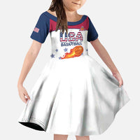 Custom United States Basketball Family Matching Short Sleeve Bodycon Dress and Hawaiian Shirt Go Champions