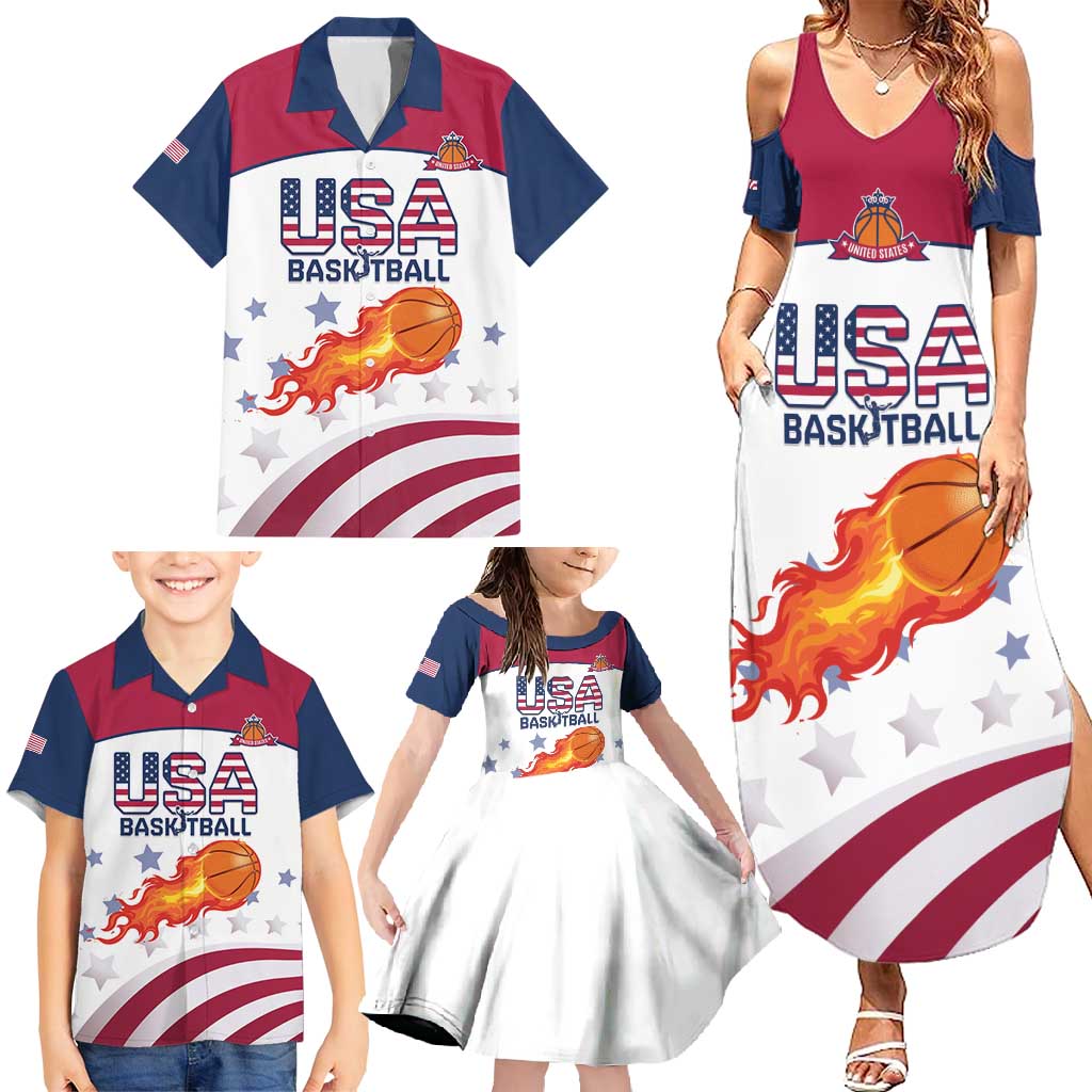 Custom United States Basketball Family Matching Summer Maxi Dress and Hawaiian Shirt Go Champions