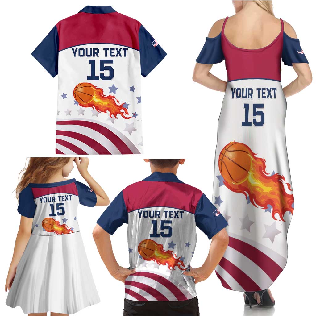 Custom United States Basketball Family Matching Summer Maxi Dress and Hawaiian Shirt Go Champions