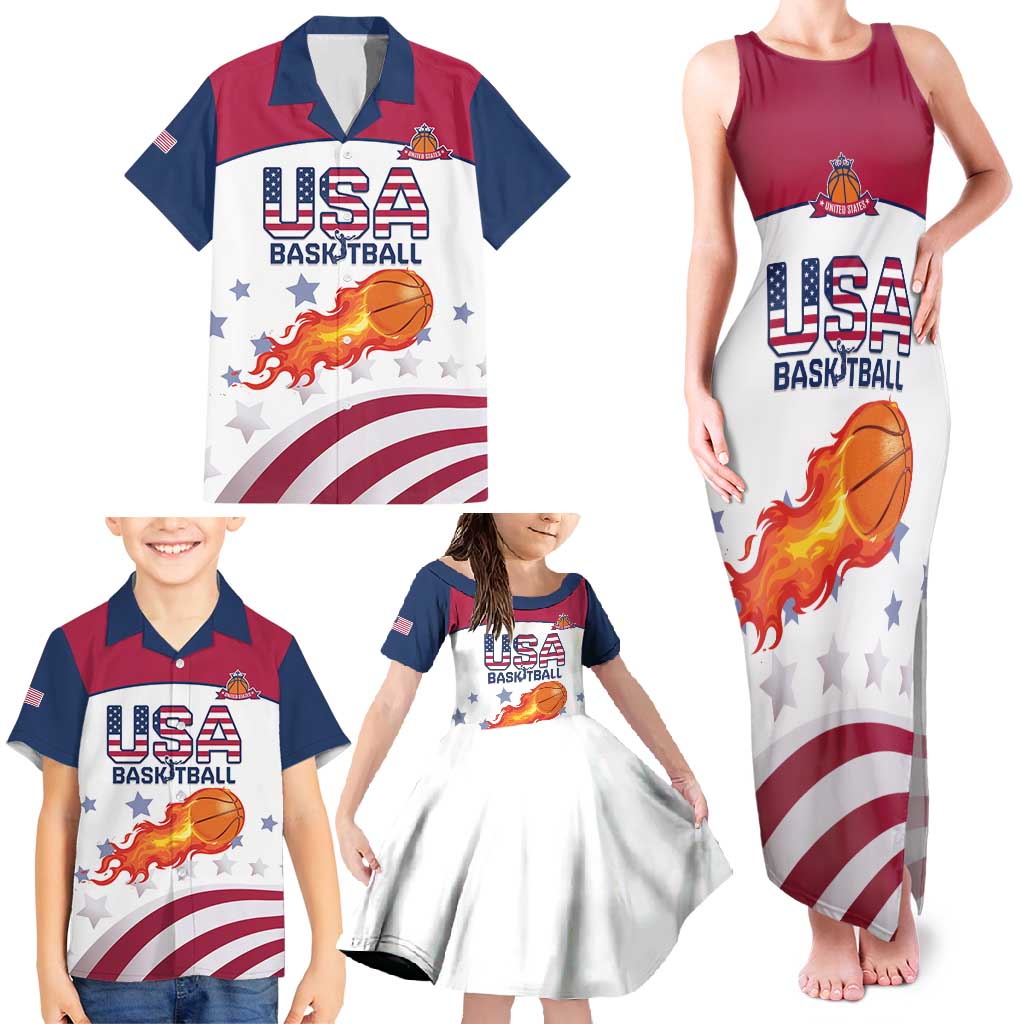 Custom United States Basketball Family Matching Tank Maxi Dress and Hawaiian Shirt Go Champions