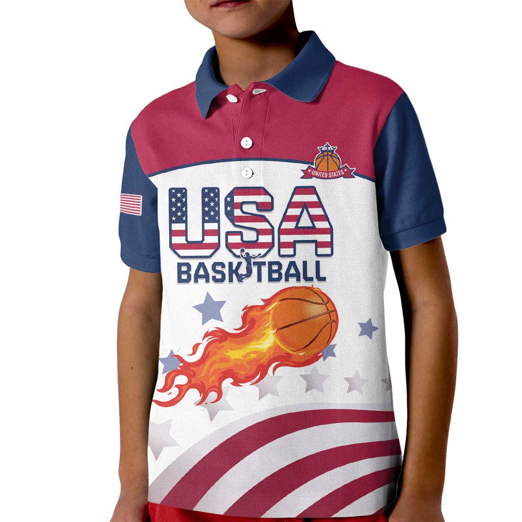 Custom United States Basketball Kid Polo Shirt Go Champions
