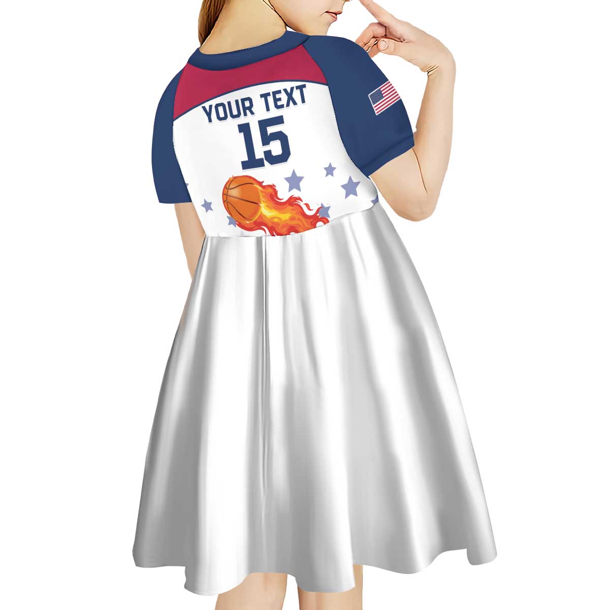Custom United States Basketball Kid Short Sleeve Dress Go Champions
