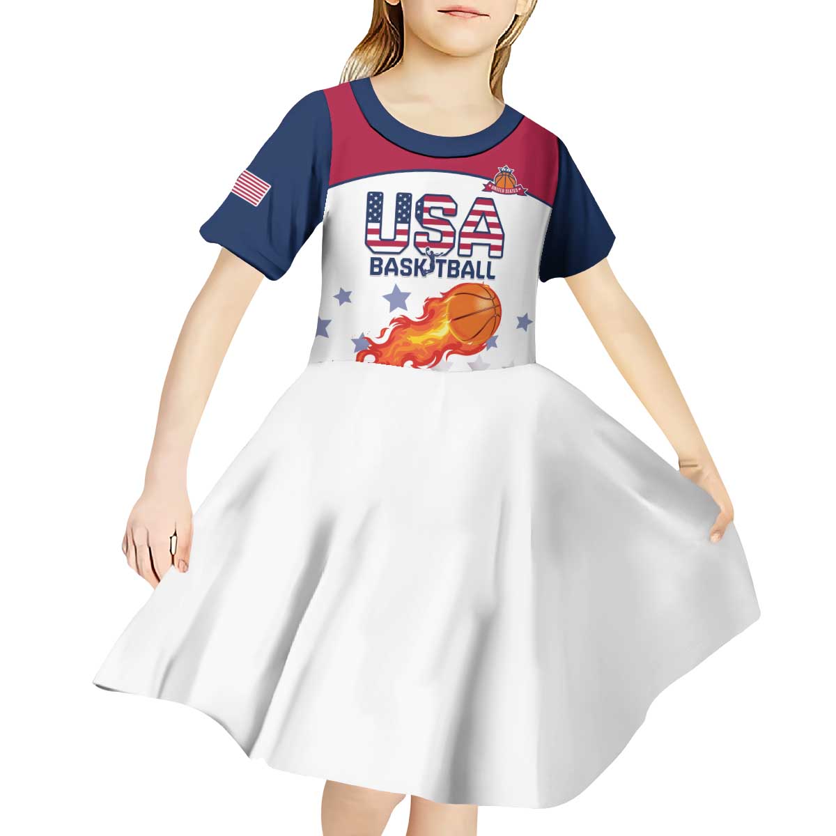 Custom United States Basketball Kid Short Sleeve Dress Go Champions