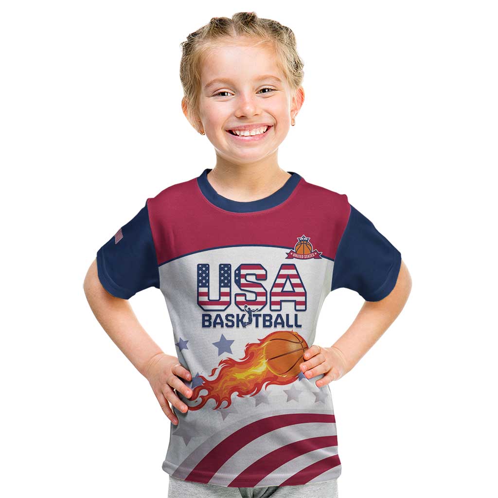 Custom United States Basketball Kid T Shirt Go Champions