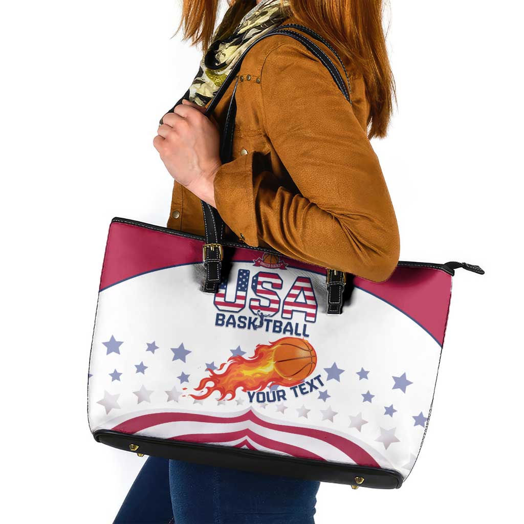 Custom United States Basketball Leather Tote Bag Go Champions