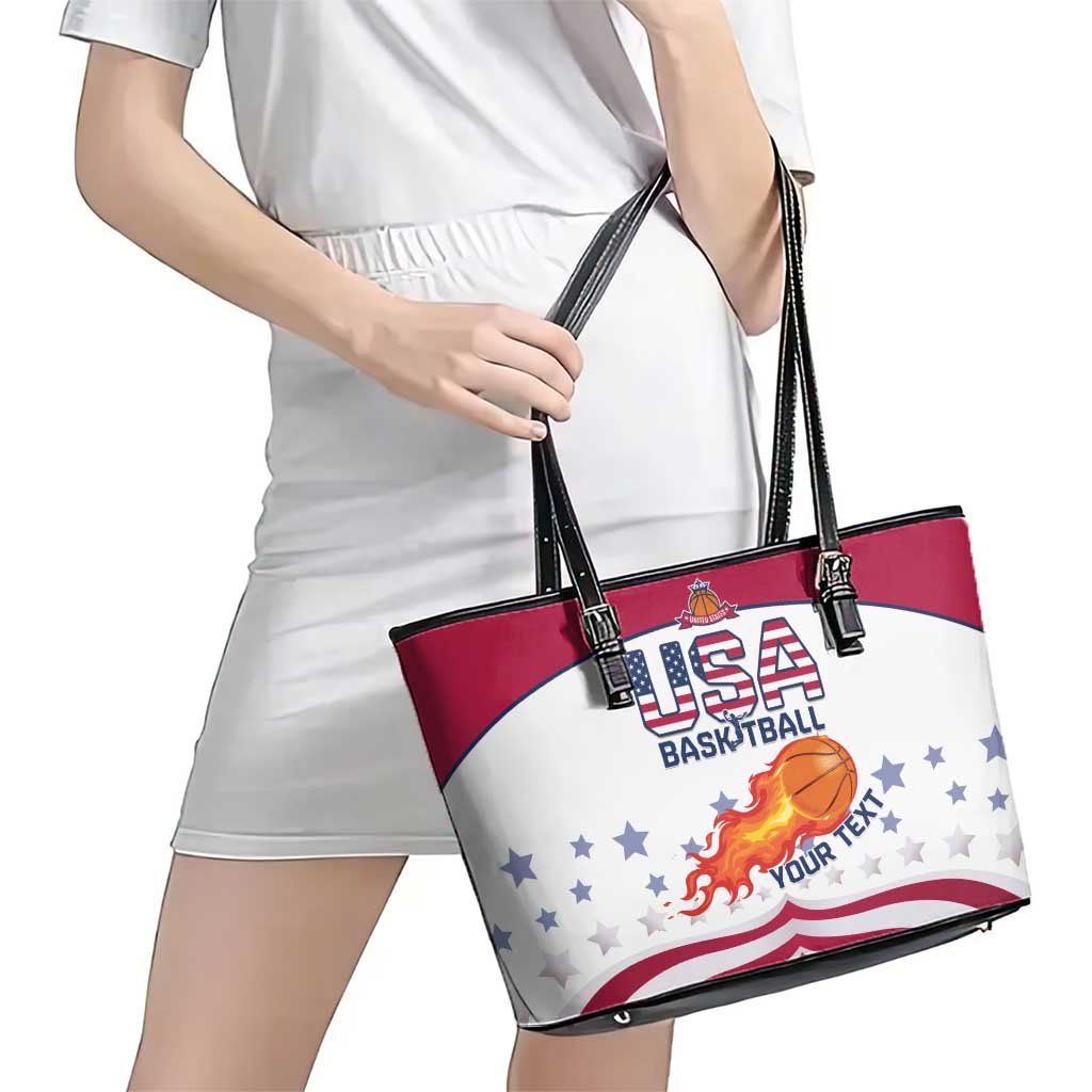 Custom United States Basketball Leather Tote Bag Go Champions