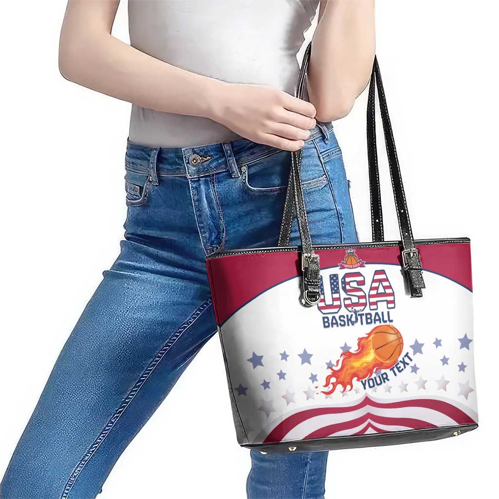 Custom United States Basketball Leather Tote Bag Go Champions