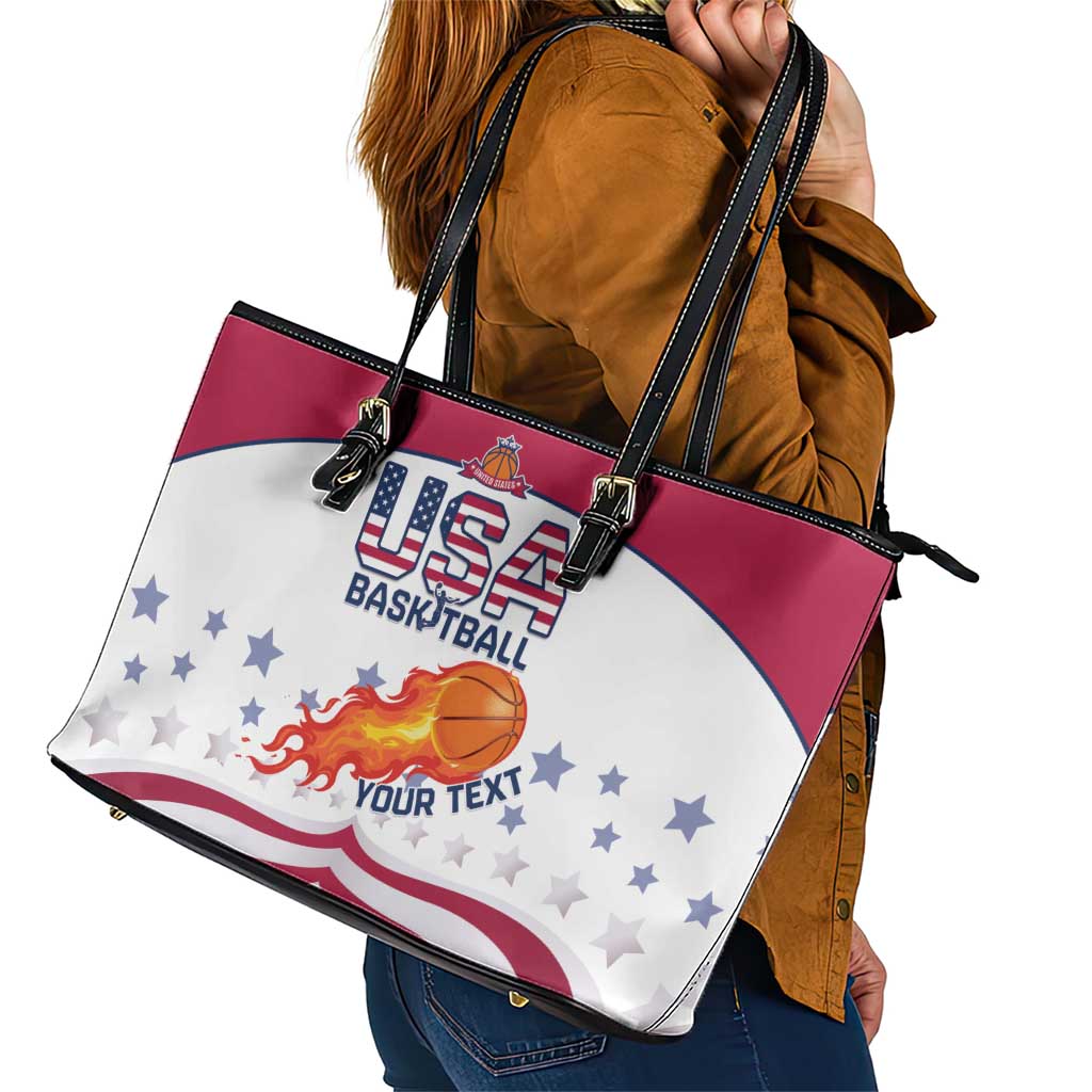 Custom United States Basketball Leather Tote Bag Go Champions