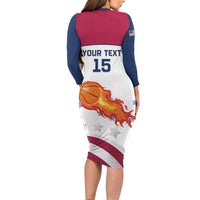 Custom United States Basketball Long Sleeve Bodycon Dress Go Champions