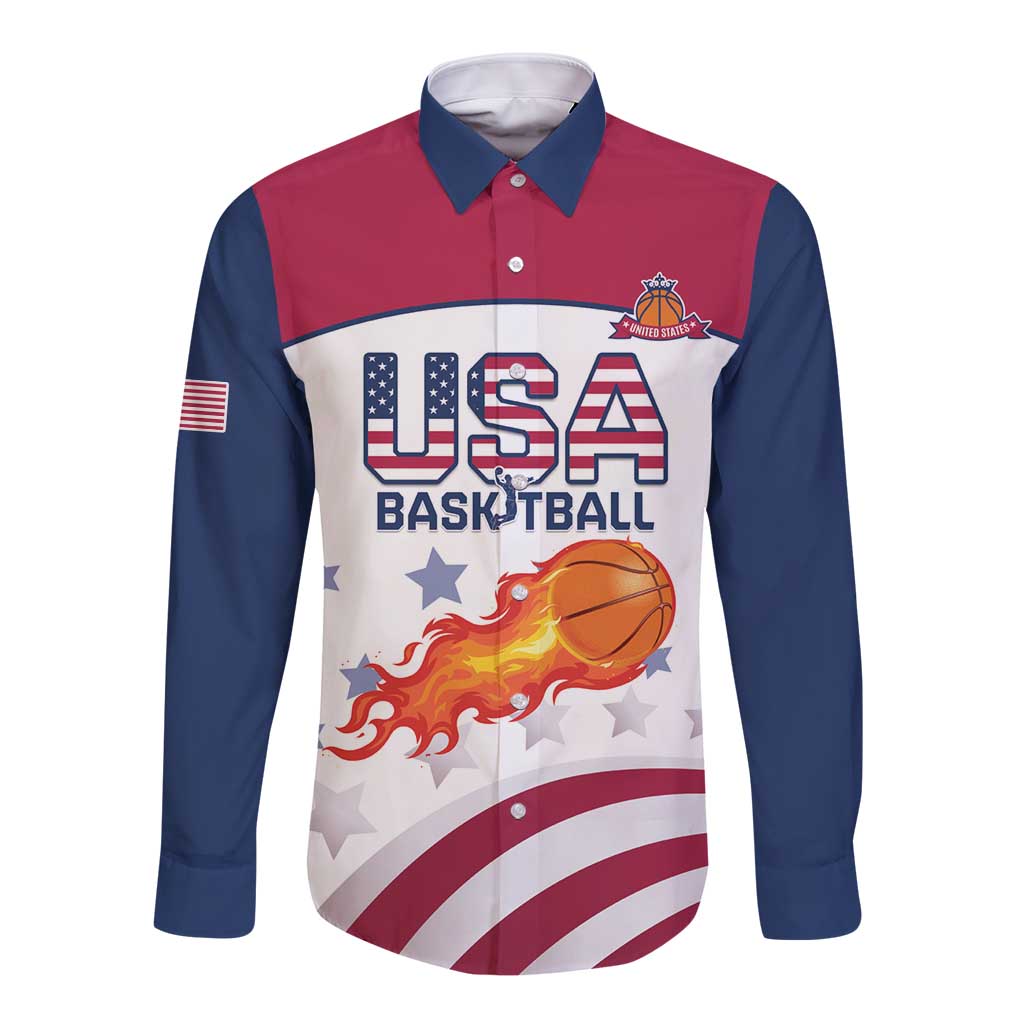 Custom United States Basketball Long Sleeve Button Shirt Go Champions