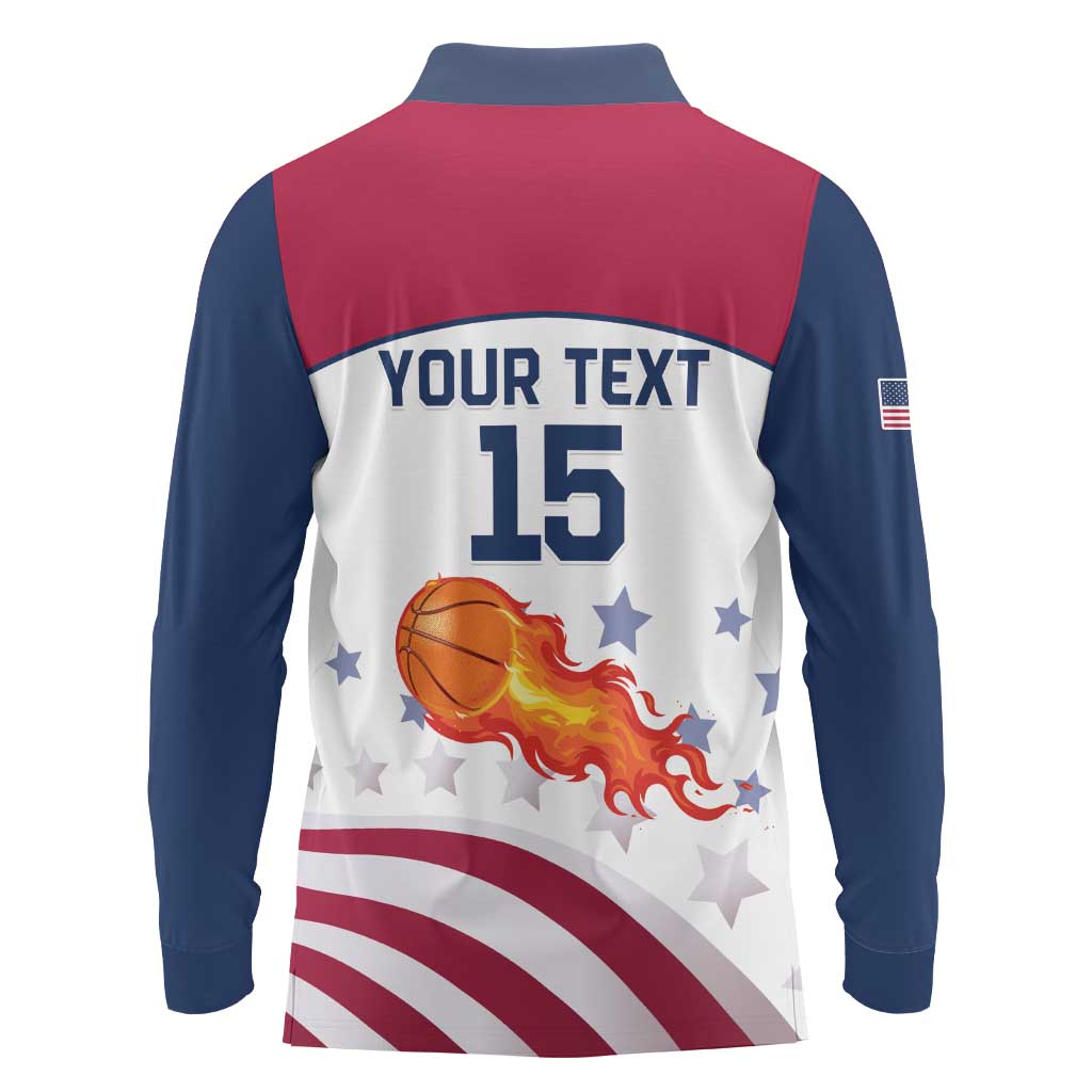 Custom United States Basketball Long Sleeve Polo Shirt Go Champions