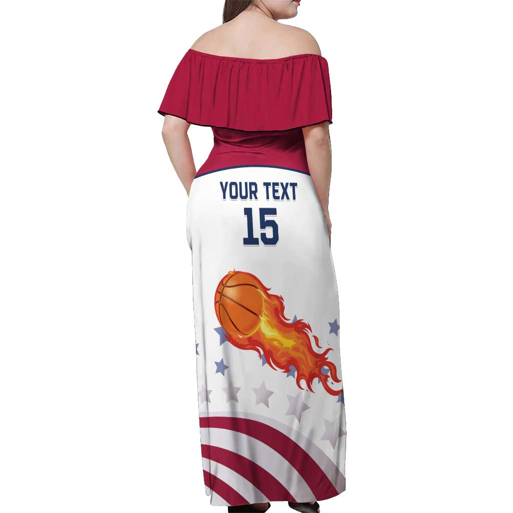 Custom United States Basketball Off Shoulder Maxi Dress Go Champions