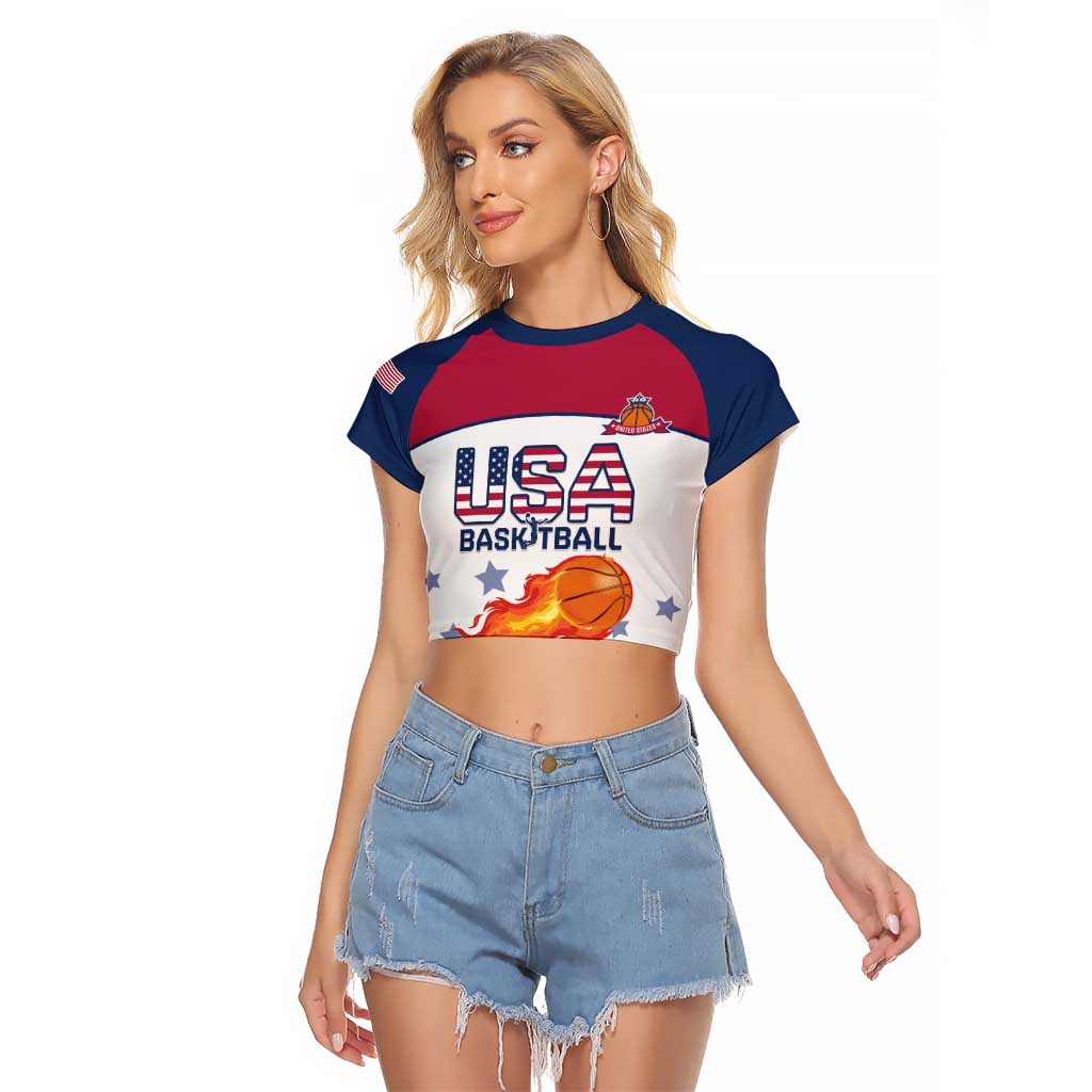 Custom United States Basketball Raglan Cropped T Shirt Go Champions