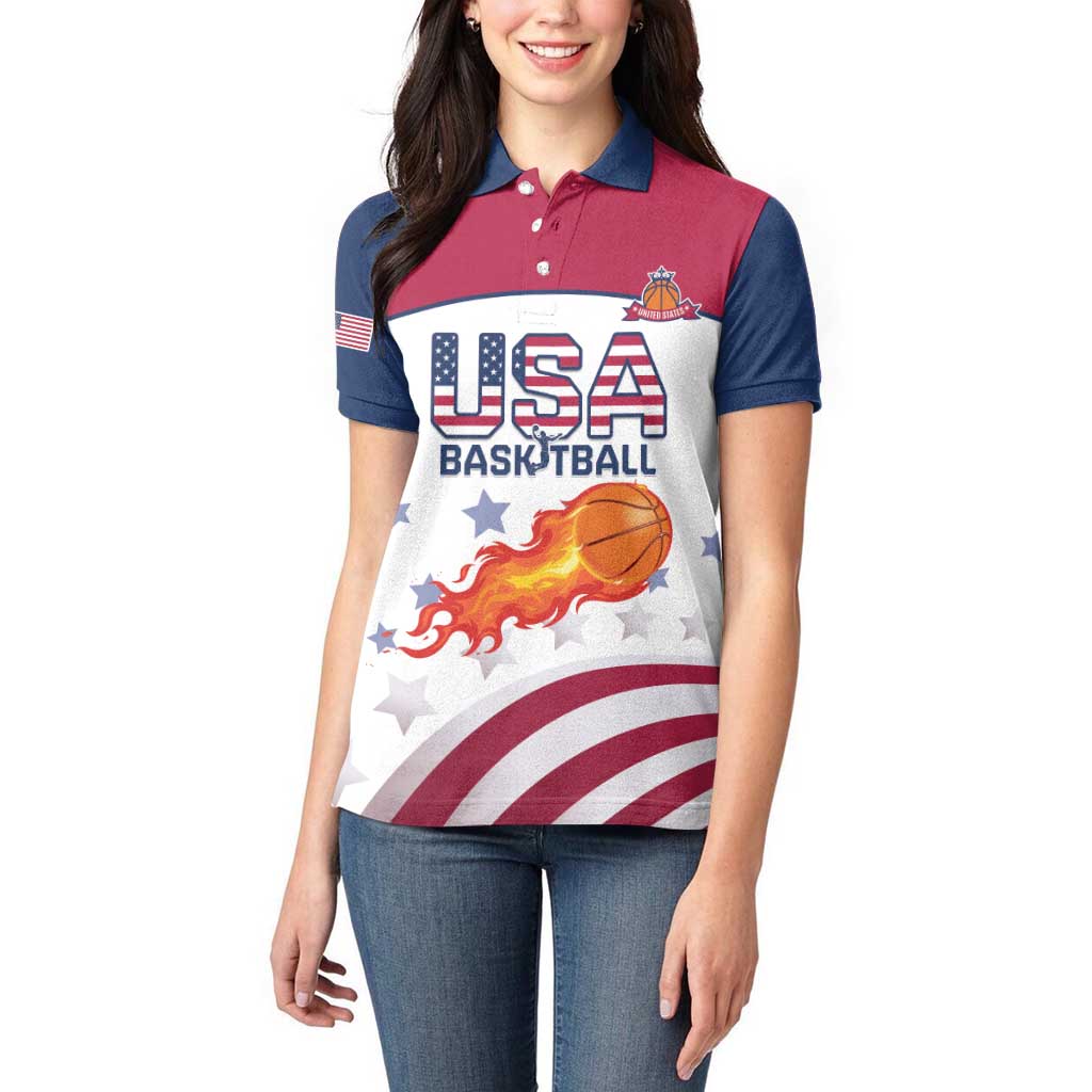 Custom United States Basketball Women Polo Shirt Go Champions