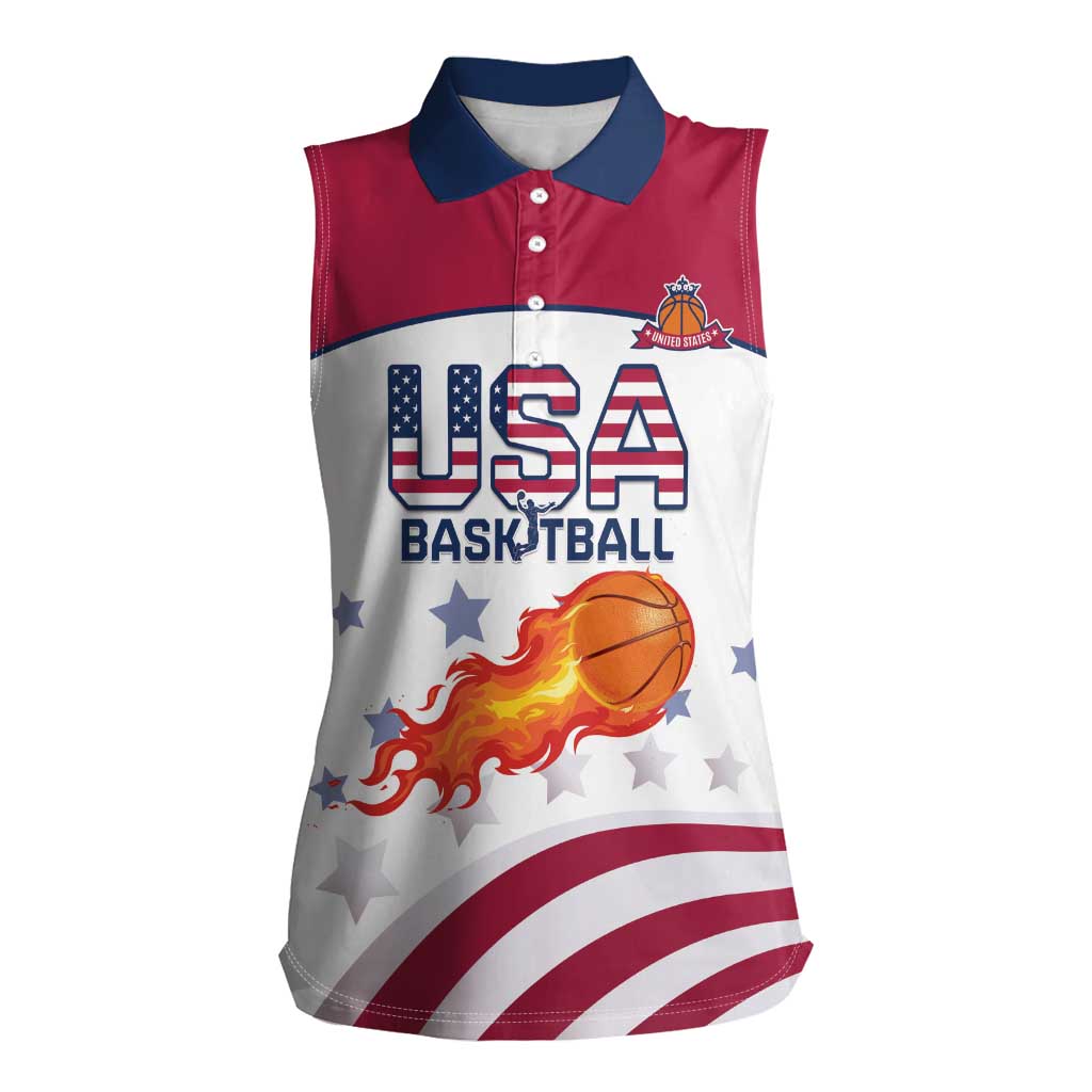 Custom United States Basketball Women Sleeveless Polo Shirt Go Champions