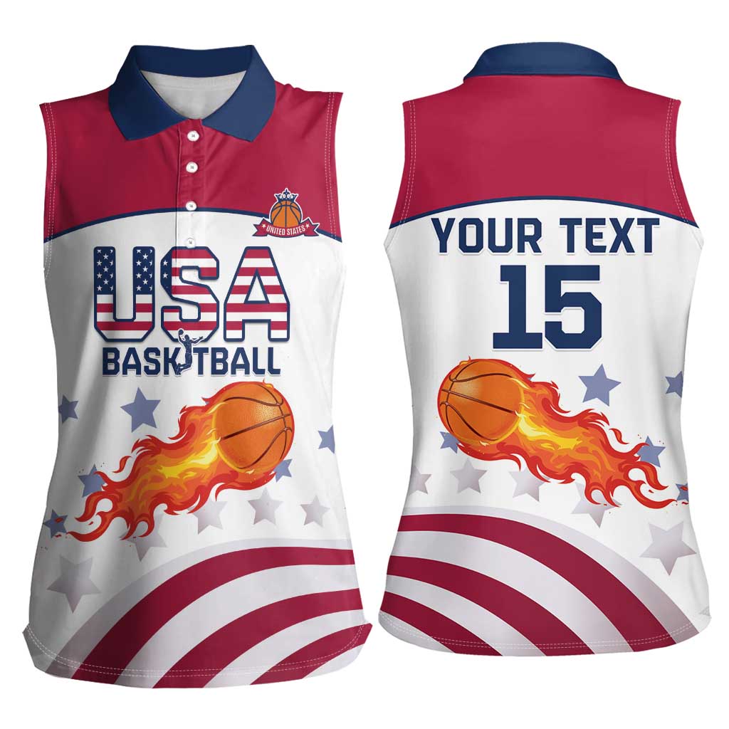 Custom United States Basketball Women Sleeveless Polo Shirt Go Champions