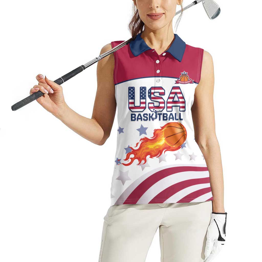 Custom United States Basketball Women Sleeveless Polo Shirt Go Champions