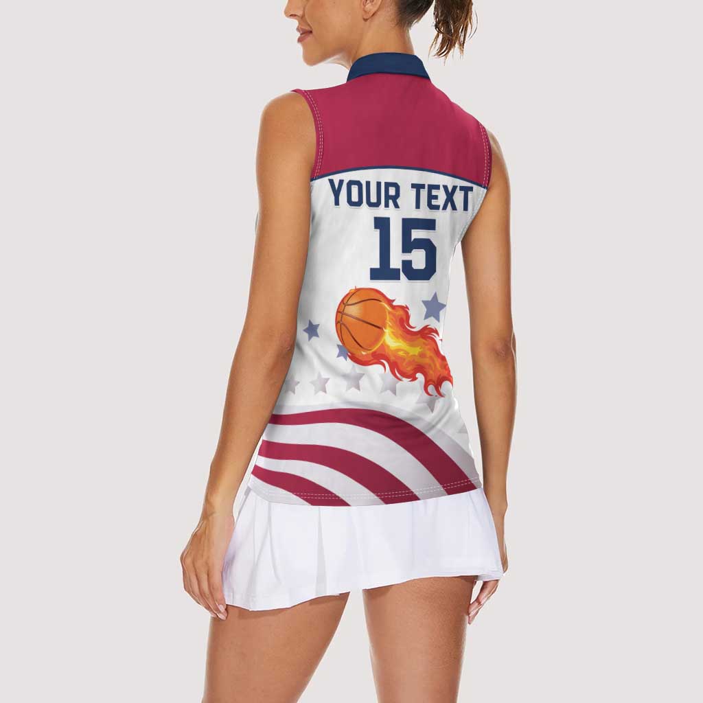 Custom United States Basketball Women Sleeveless Polo Shirt Go Champions