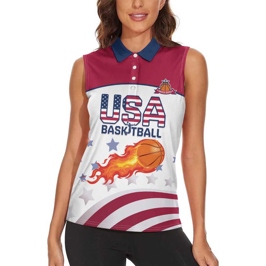 Custom United States Basketball Women Sleeveless Polo Shirt Go Champions