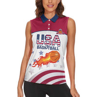 Custom United States Basketball Women Sleeveless Polo Shirt Go Champions