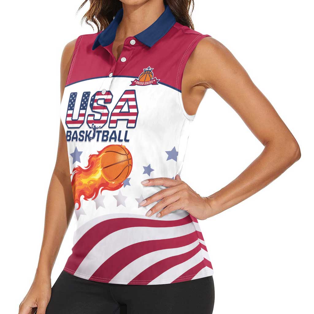 Custom United States Basketball Women Sleeveless Polo Shirt Go Champions